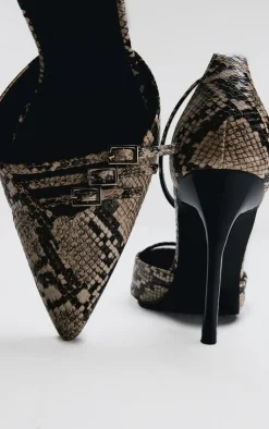 PrettyLittleThing Pumps*Snake Pu Point Toe Buckle Detail Court Heels