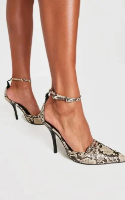 PrettyLittleThing Pumps*Snake Pu Point Toe Buckle Detail Court Heels