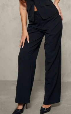 Hot PrettyLittleThing Woven Wide Leg Pants Soft Black