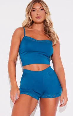 PrettyLittleThing Christmas Shop*Jersey Lace Trim Short PJ Set