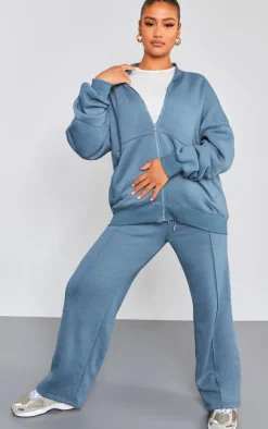 Discount PrettyLittleThing Oversized Pintuck Wide Leg Sweatpants Steel Blue
