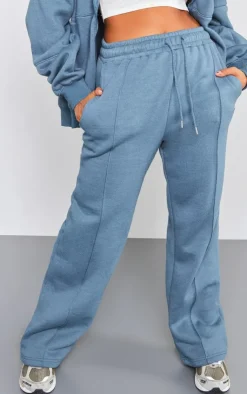 Discount PrettyLittleThing Oversized Pintuck Wide Leg Sweatpants Steel Blue