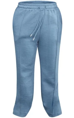 Discount PrettyLittleThing Oversized Pintuck Wide Leg Sweatpants Steel Blue