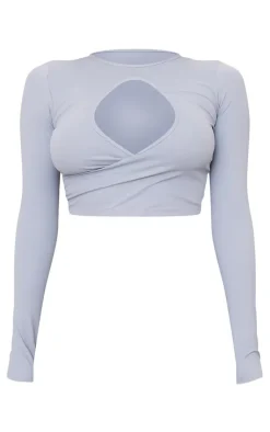 PrettyLittleThing Workout Tops*Sculpt Keyhole Long Sleeve Gym Top
