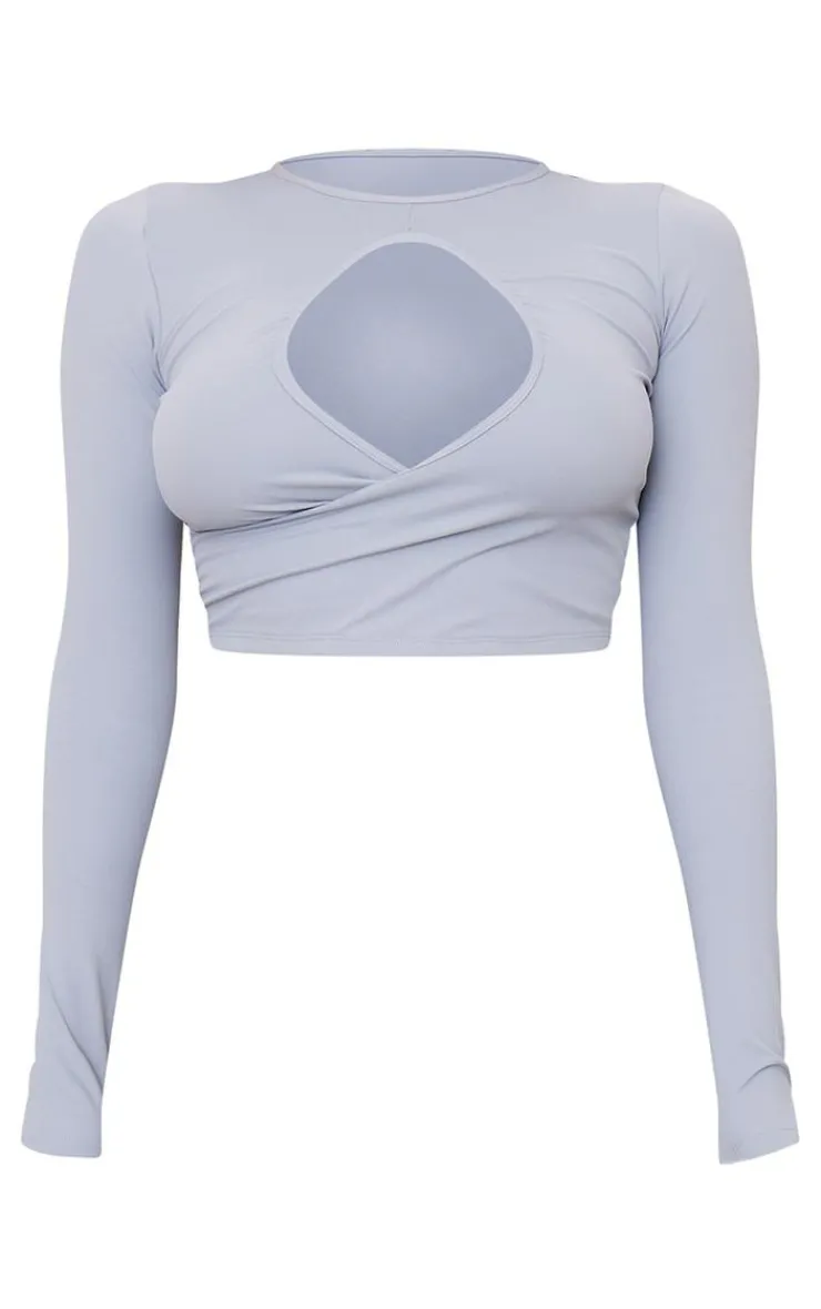 PrettyLittleThing Workout Tops*Sculpt Keyhole Long Sleeve Gym Top