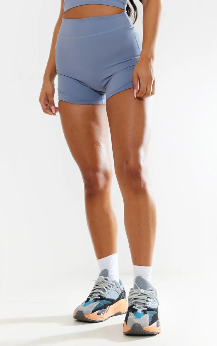 Online PrettyLittleThing Steel Blue Snatched Sculpt Hot Pants Blue Steel