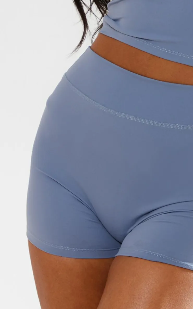 Online PrettyLittleThing Steel Blue Snatched Sculpt Hot Pants Blue Steel