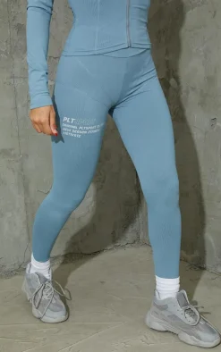 PrettyLittleThing Gym Leggings*Blue Stitch Detail Gym Leggings