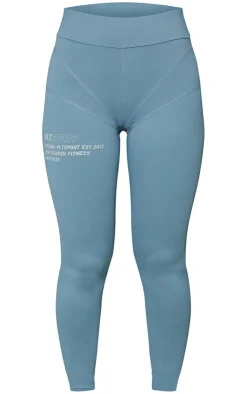 PrettyLittleThing Gym Leggings*Blue Stitch Detail Gym Leggings