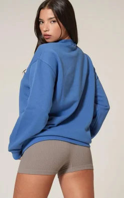 PrettyLittleThing Oversized Sweaters*Steel Blue Studio Archive Mode Badge Oversized Sweatshirt