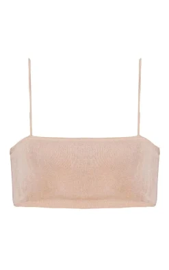 Best PrettyLittleThing Acetate Slinky Strappy Bralet Stone