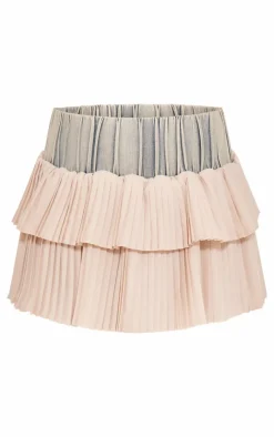 Best PrettyLittleThing Acid Wash Denim Pleated Mini Skirt Stone