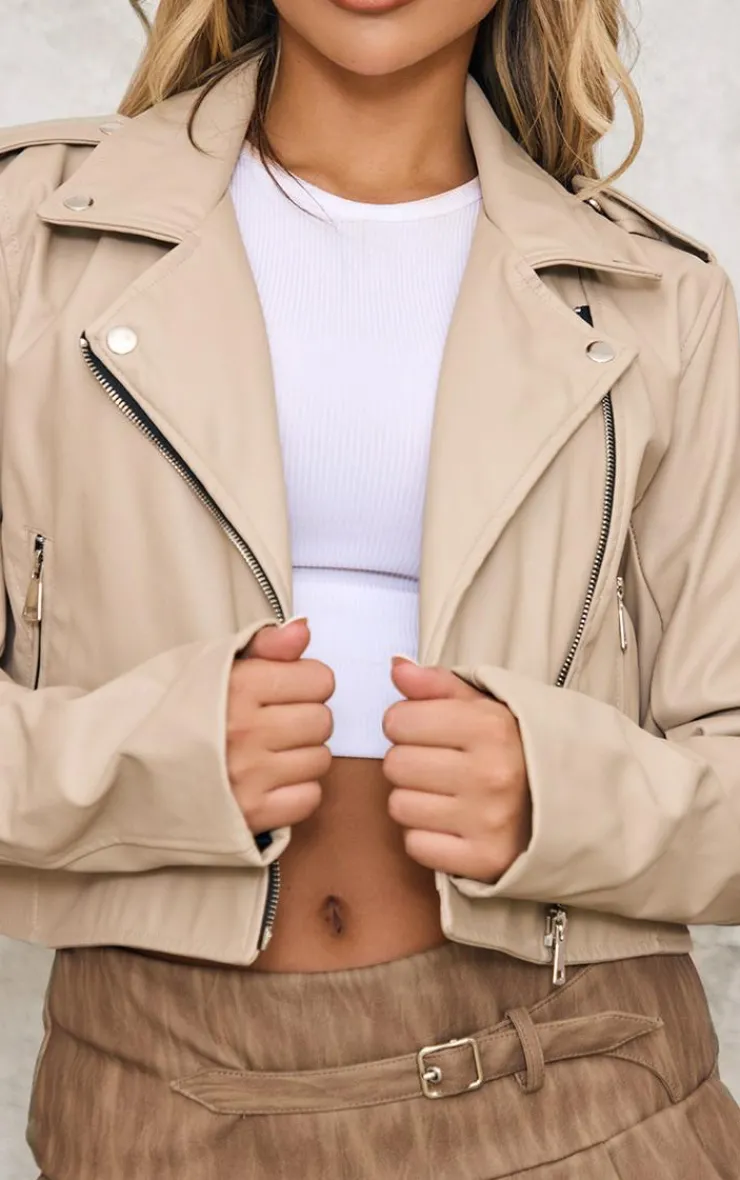 PrettyLittleThing Faux Leather Jackets*Basic Faux Leather Biker Jacket