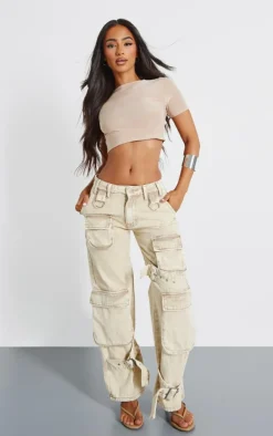 PrettyLittleThing Basic Tops*Basic Slinky Short Sleeve Crop Top