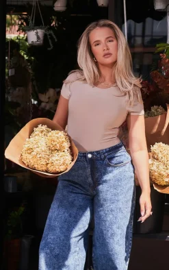 PrettyLittleThing Basic Tops*Basic Slinky Short Sleeve Bodysuit