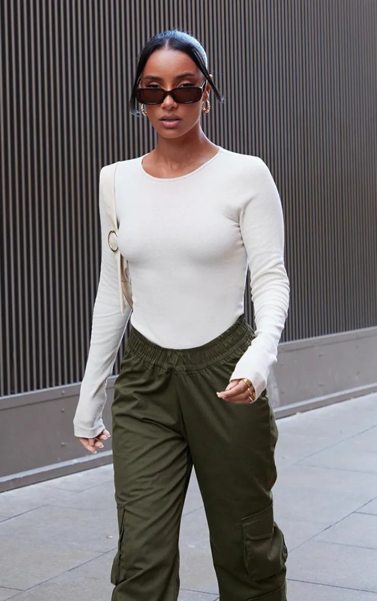 PrettyLittleThing Basic Tops*Basic Soft Ribbed Long Sleeve Bodysuit