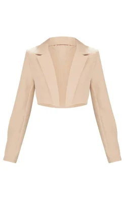 Basic Woven Seam Detail Cropped Blazer-PrettyLittleThing Discount