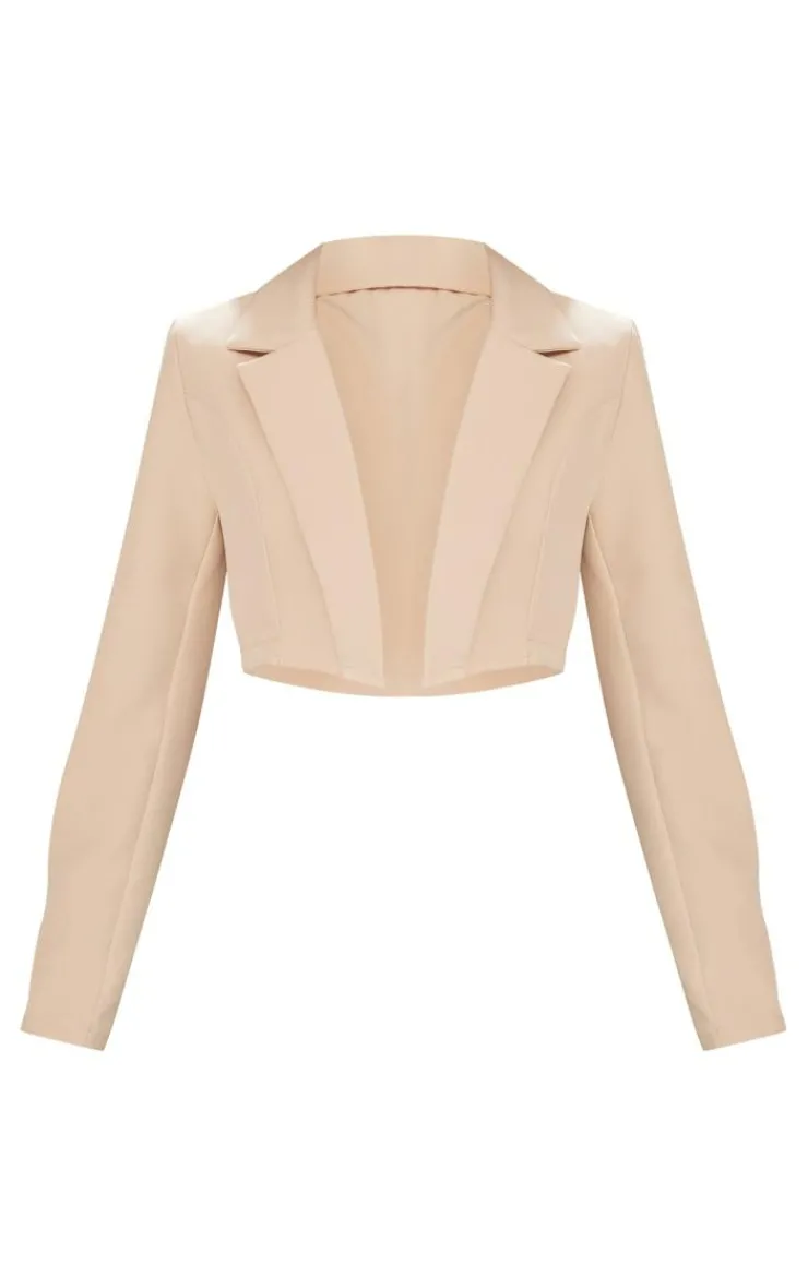 Basic Woven Seam Detail Cropped Blazer-PrettyLittleThing Discount