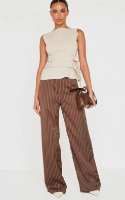 PrettyLittleThing Sleeveless Tops*Bengaline Boatneck Buckle Detail Long Top