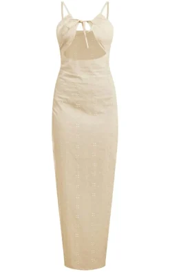 Broderie Tie Front Maxi Dress-PrettyLittleThing Discount