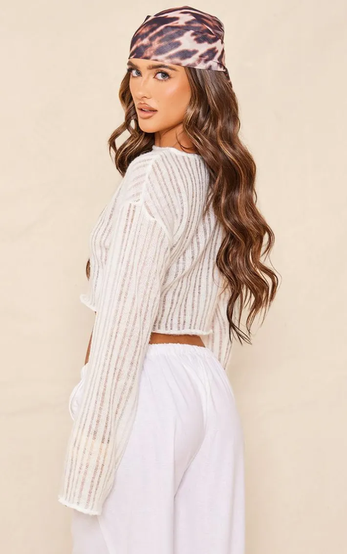 Stone Brushed Stripe Ladder Oversized Crop Chuck On