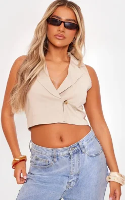 PrettyLittleThing Sleeveless Tops*Button Wrap Vest
