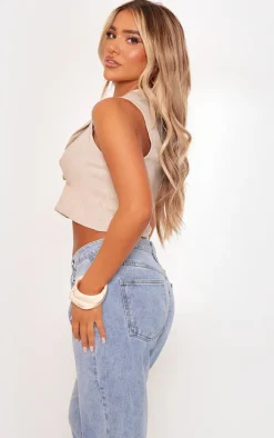 PrettyLittleThing Sleeveless Tops*Button Wrap Vest