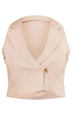 PrettyLittleThing Sleeveless Tops*Button Wrap Vest
