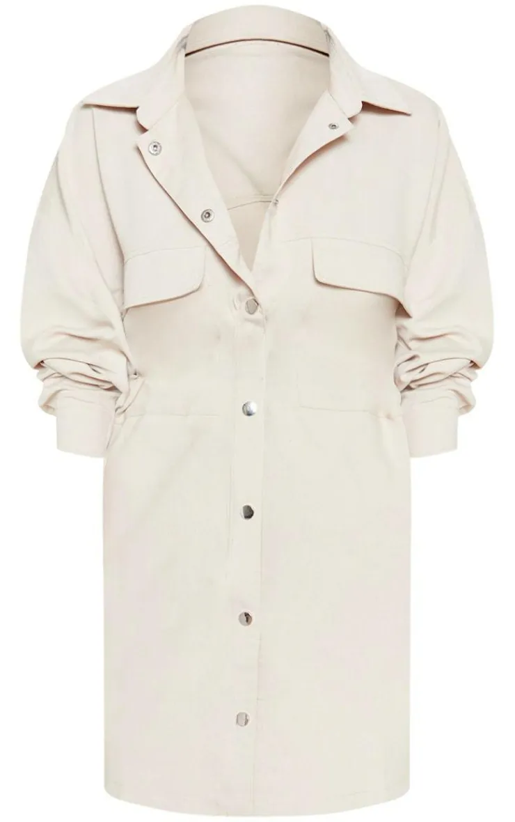 Cargo Oversized Popper Front Shirt Dress-PrettyLittleThing Sale