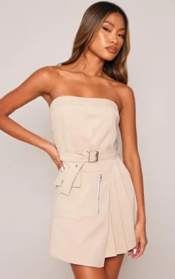 Cargo Pleated Wrap Belted Bodycon Dress-PrettyLittleThing New