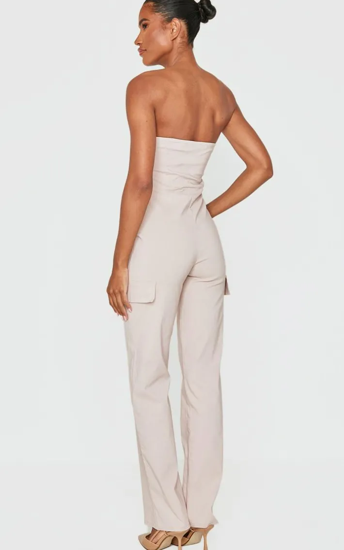 Stone Cargo Style Corset Bandeau Jumpsuit