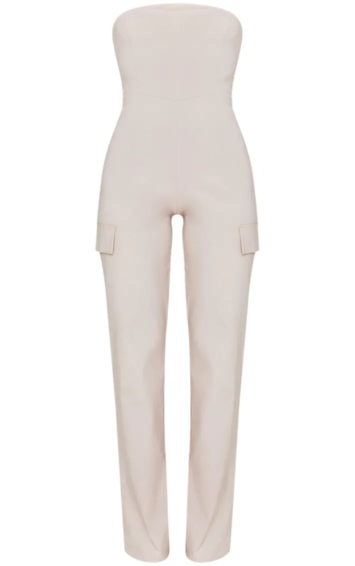 Stone Cargo Style Corset Bandeau Jumpsuit