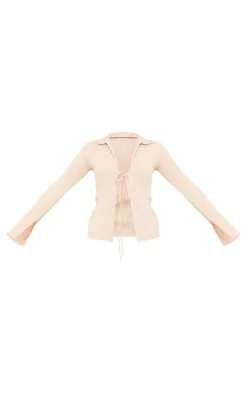 PrettyLittleThing Shirts*Cheesecloth Tie Front Long Sleeve Shirt
