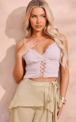 PrettyLittleThing Camisole*Chiffon Lace Trim Cami Top