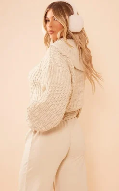 PrettyLittleThing Oversized Sweaters*Chunky Knitted Zip Up Oversized Sweater
