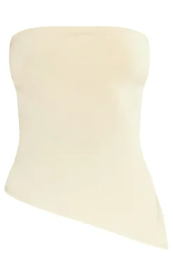 PrettyLittleThing Sleeveless Tops*Contour Slinky Bandeau Asymmetric Split Hem Longline Top