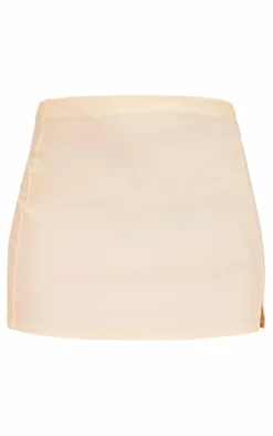 Discount PrettyLittleThing Contour Slinky Split Hem Mini Skirt Stone