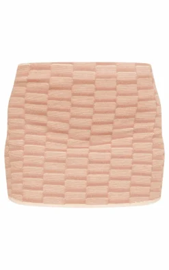 Online PrettyLittleThing Contrast Textured Knit Mini Skirt Stone