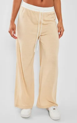 Online PrettyLittleThing Contrast Wide Leg Pants Stone