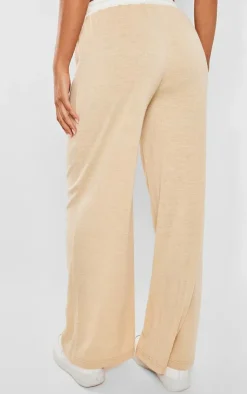 Online PrettyLittleThing Contrast Wide Leg Pants Stone