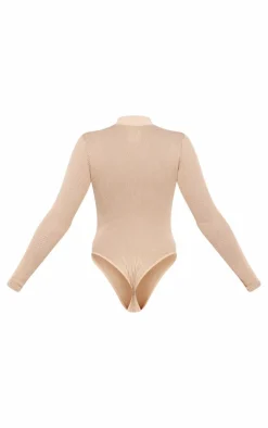 PrettyLittleThing Snatched*Contrast Snatched Rib Zip Up Long Sleeve Bodysuit