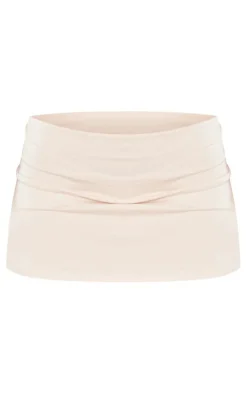 Hot PrettyLittleThing Cotton Jersey Mid Rise Micro Mini Skirt Stone
