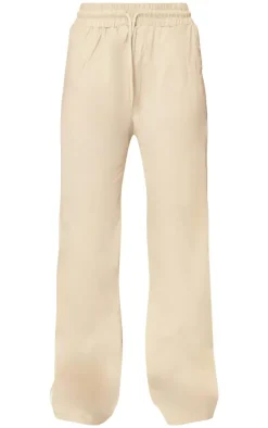 Stone Cotton Side Stripe Wide Leg Sweatpants