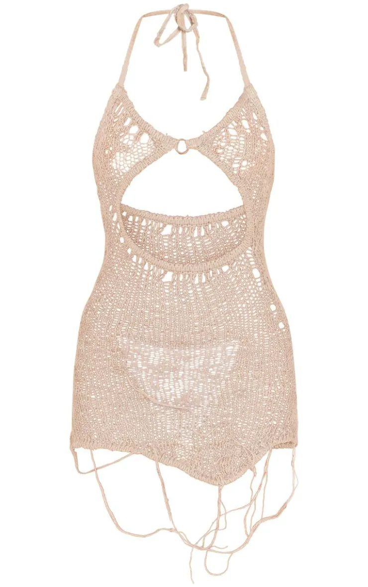 Crochet Knit O Ring Detail Mini Dress-PrettyLittleThing Discount
