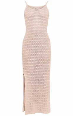 Crochet Knitted Side Split Maxi Dress-PrettyLittleThing Sale