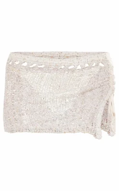 Stone Crochet Sequin Knit Mini Skirt