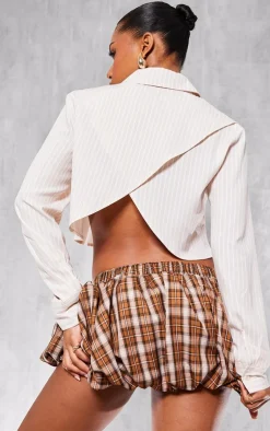 PrettyLittleThing Shirts*Cross Back Stripe Cropped Shirt