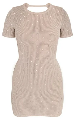 Distressed Rib Cut Out Cross Back Bodycon Dress-PrettyLittleThing