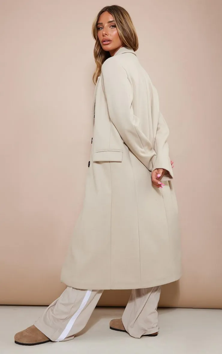 PrettyLittleThing Wool Coats*Double Breasted Wool Look Overcoat