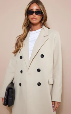 PrettyLittleThing Wool Coats*Double Breasted Wool Look Overcoat